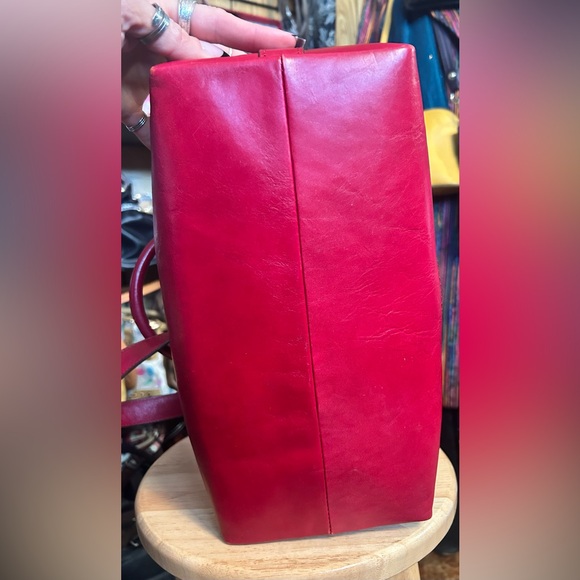 Coach 21154 Cherry Red Khaki Jacquard Legacy Signature Stripe Molly Bag - Picture 8 of 15